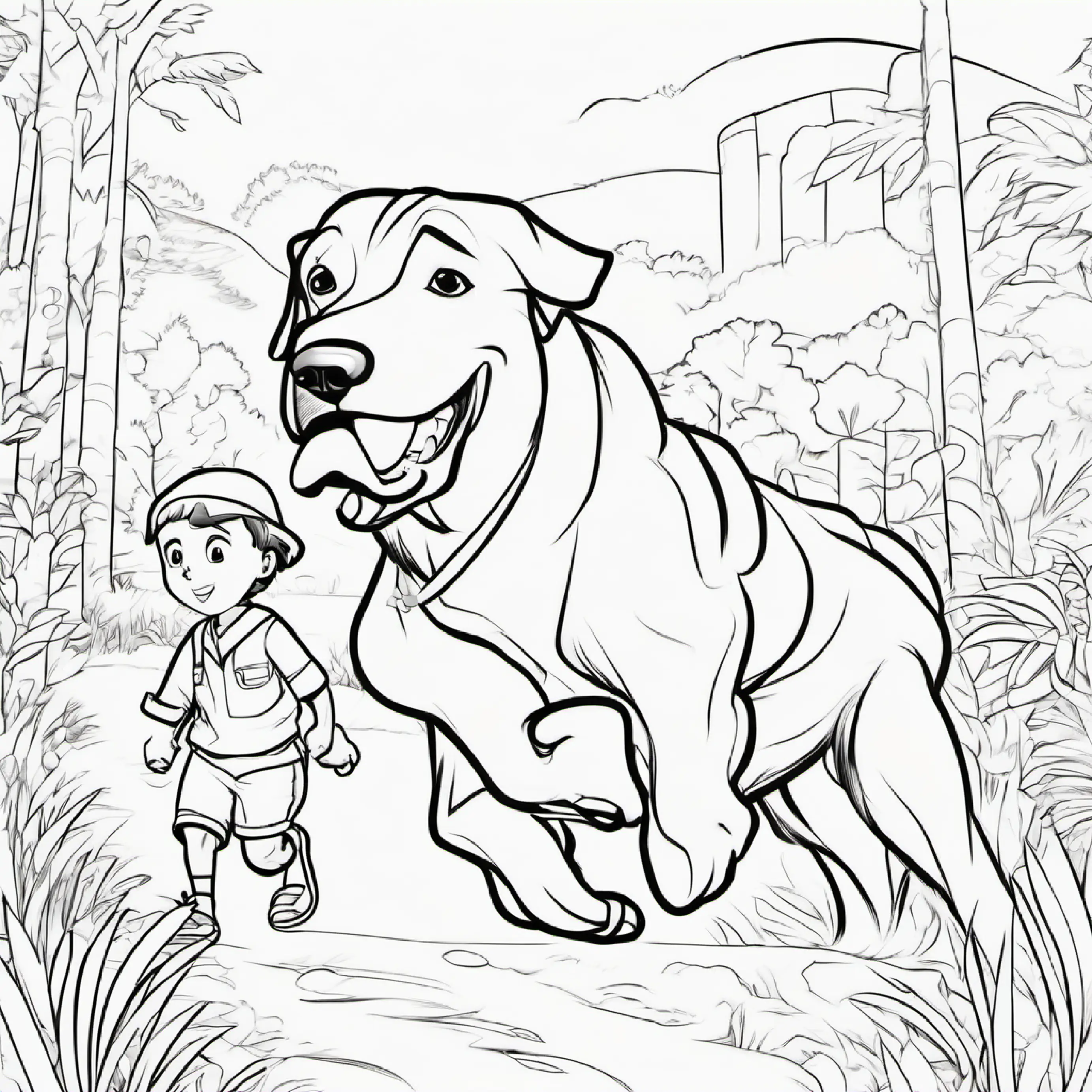 Big dog runs to Little Samson, scared