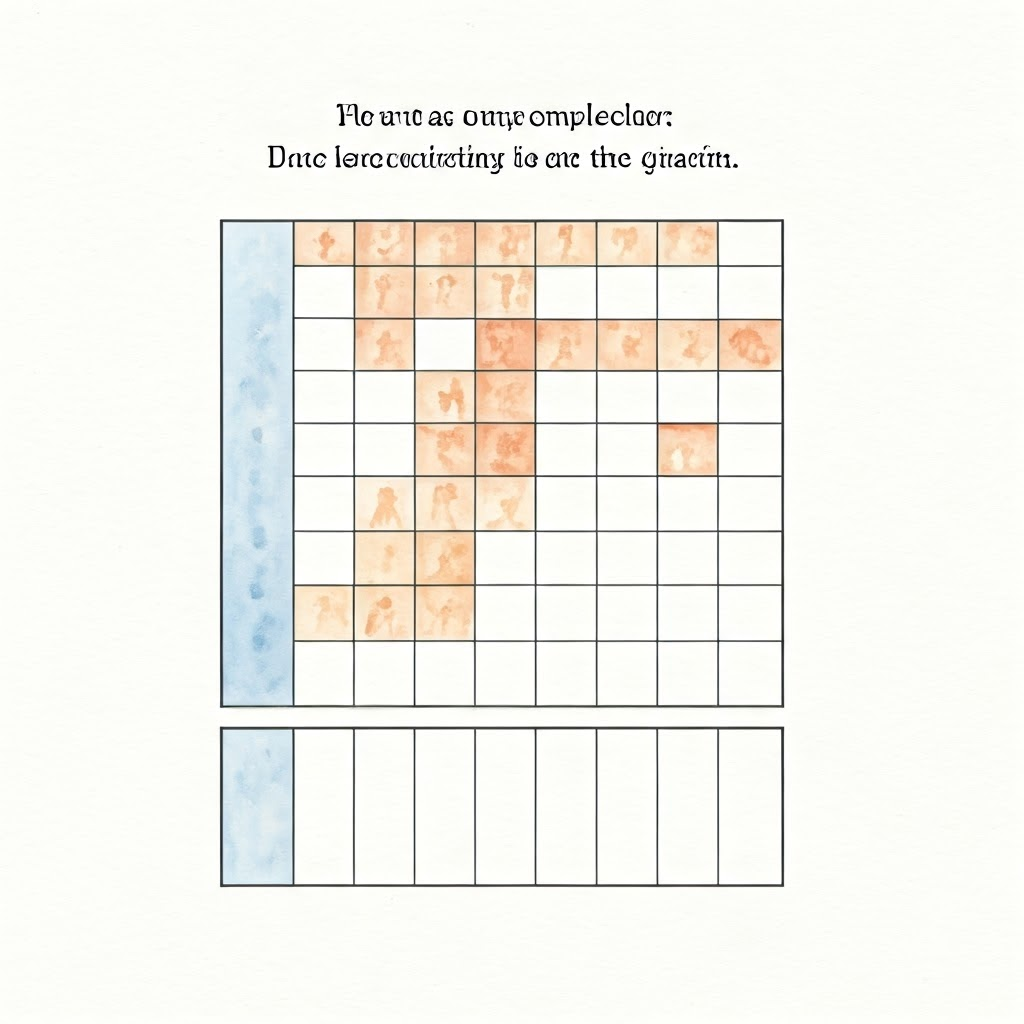 The completed chart with all the colored boxes, highlighting the difference in quantities.