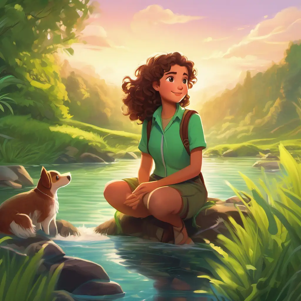 Curly brown hair, bright green eyes, nature-loving girl discovers the problem and sets out on an adventure with her animal friends to help the river and its inhabitants.