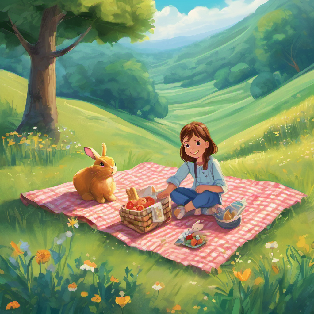 Page 1

Once upon a time, there was a small rabbit named Sammy. Sammy lived in a cozy burrow in the middle of a beautiful meadow. Sammy was a smart and curious rabbit who loved exploring the world around him.

One day, while hopping through the meadow, Sammy spotted a little girl named Emily sitting on a picnic blanket. Emily had a big smile on her face, and she held out her hand to Sammy. It was love at first sight, and from that day on, Sammy and Emily became best friends.

They spent their days playing games, going on adventures, and sharing secrets. They could always count on each other for laughter and support. But one day, Emily had to move to a faraway place, and Sammy was left behind.

Sammy missed Emily terribly and decided to embark on a grand journey to find her.