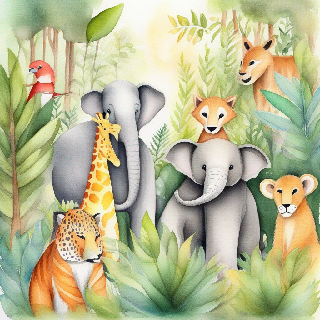 Animals in the jungle using positive communication