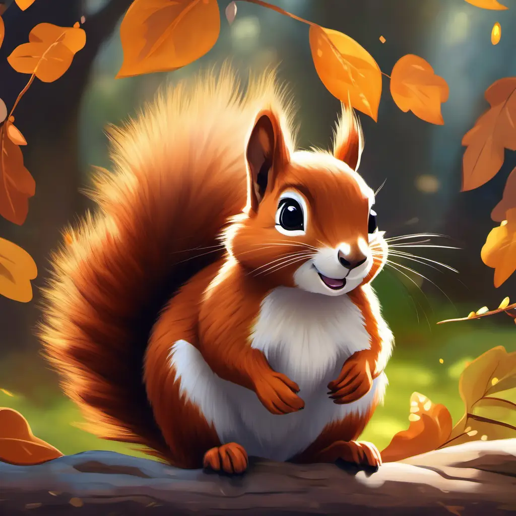 A brown squirrel with lively eyes and a fluffy tail's special video idea