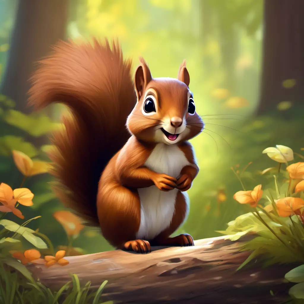 A brown squirrel with lively eyes and a fluffy tail's video teaches the animals an important lesson