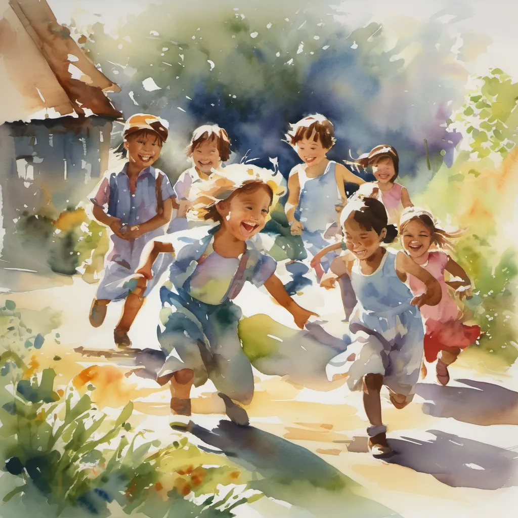 An inspiring scene of children playing together happily, with sunlight and laughter symbolizing the positive message of the story.