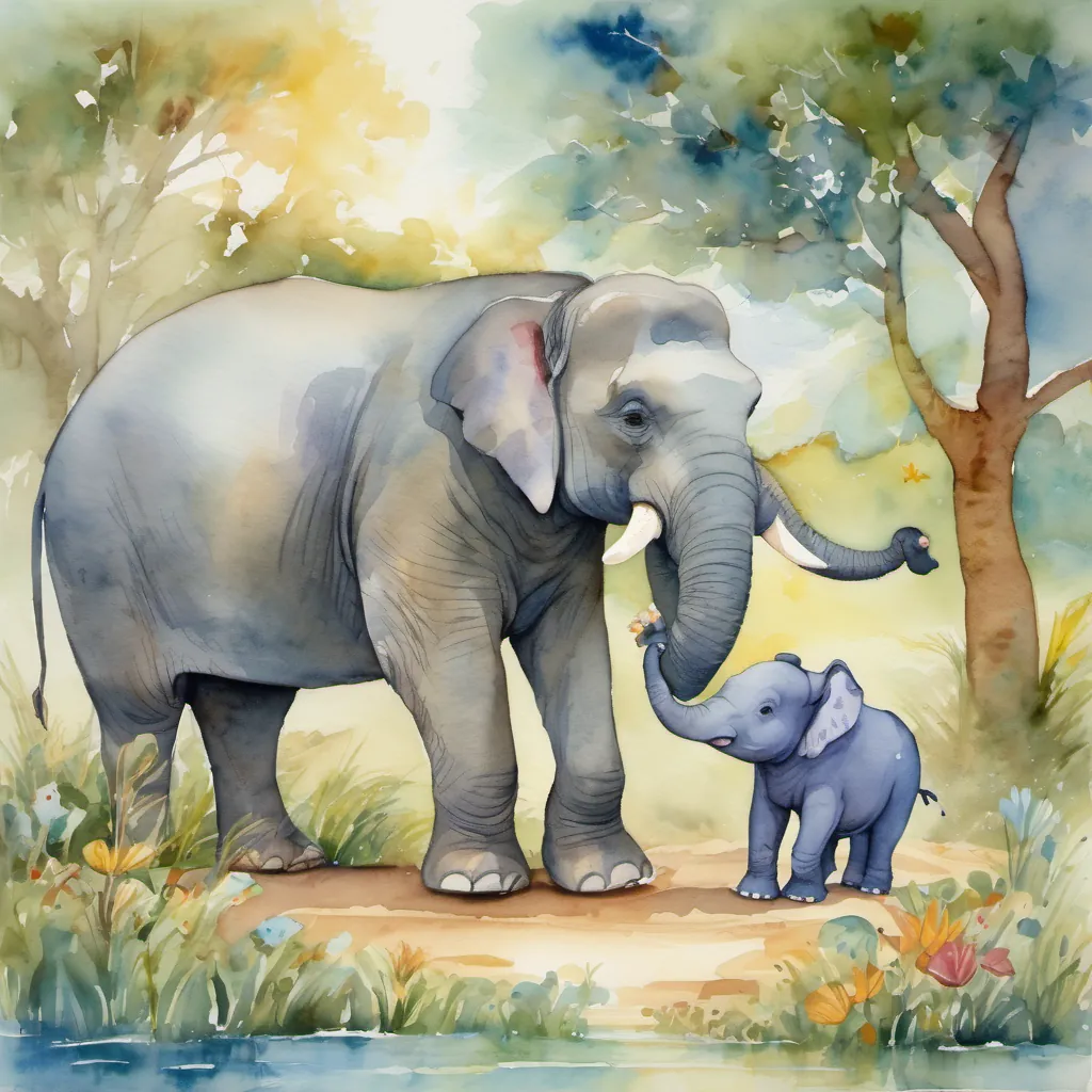 A kind and empathetic elephant who consoles and supports Hugo, helping him navigate through his feelings and regain his confidence the elephant gently nudging A happy hippopotamus who is initially joyful but becomes sad when blamed by other animals Later, he regains his confidence and happiness through his friend's support the hippo, trying to comfort him as they walk together.