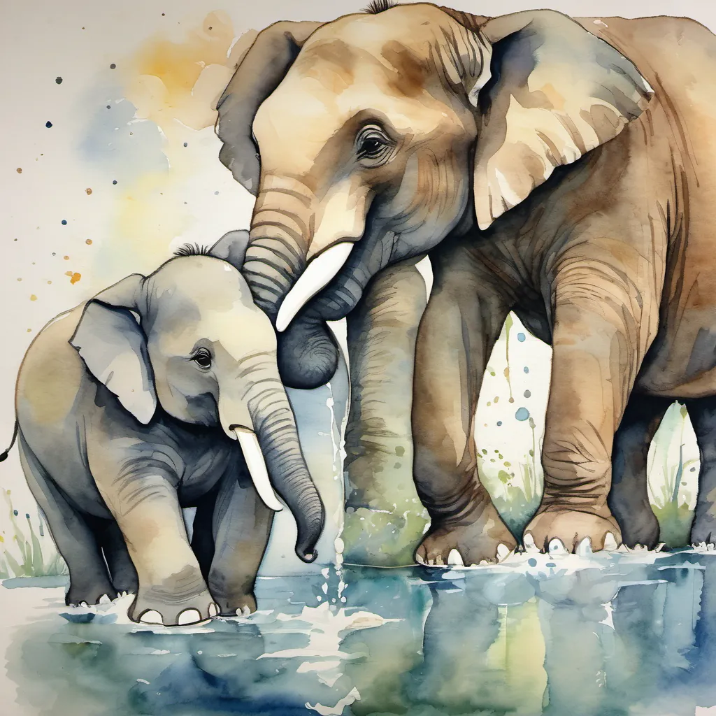 A kind and empathetic elephant who consoles and supports Hugo, helping him navigate through his feelings and regain his confidence the elephant pulling A happy hippopotamus who is initially joyful but becomes sad when blamed by other animals Later, he regains his confidence and happiness through his friend's support the hippo into a comforting hug, reassuring him with kind words.