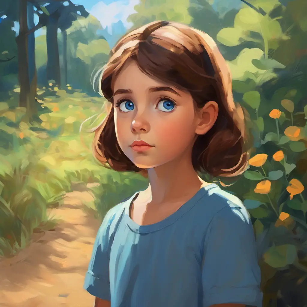 Girl with brown hair, blue eyes, thoughtful expression anxious about telling her parents.