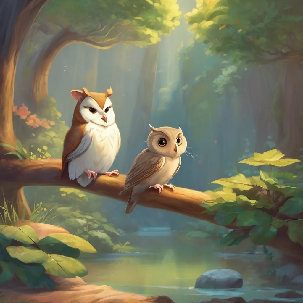 illustration of a mouse feeling nervous but remembering wise words, with an encouraging owl by her side