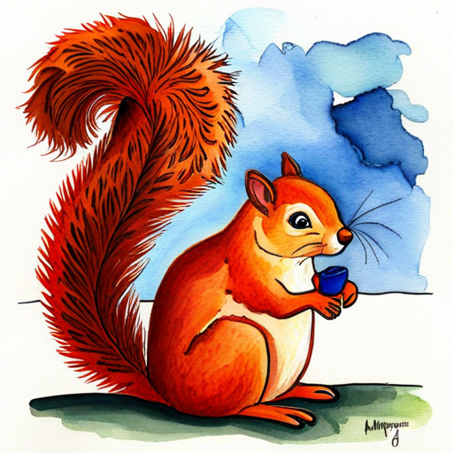 Female squirrel greets Scamp