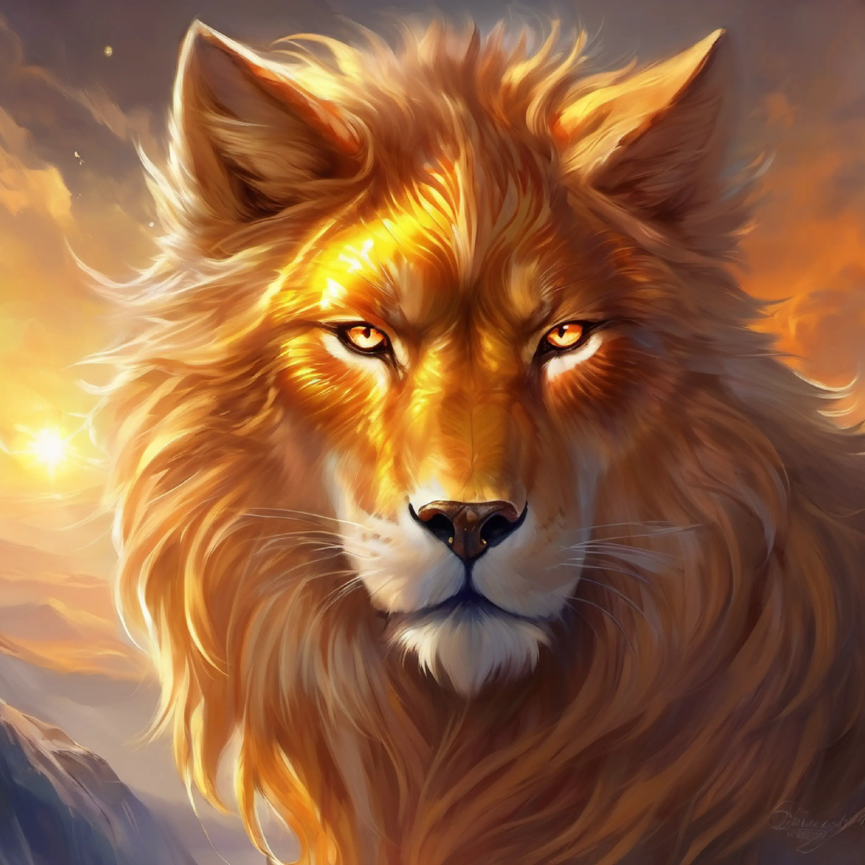 Introduction of Brave with golden fur and piercing amber eyes and his brave and protective nature.