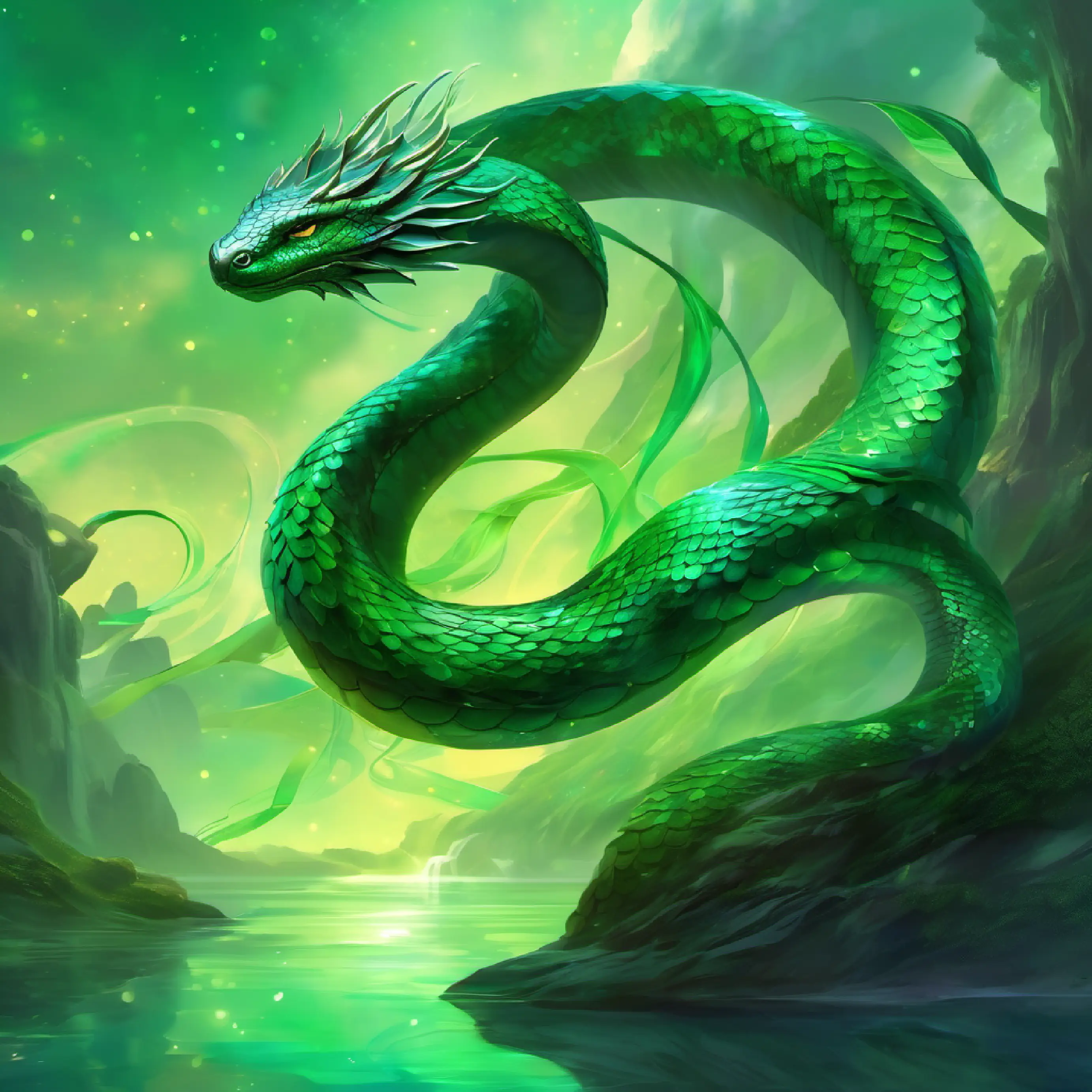 Introduction of Graceful and sleek with shimmering green and black scales and his graceful slithering and mesmerizing scales.