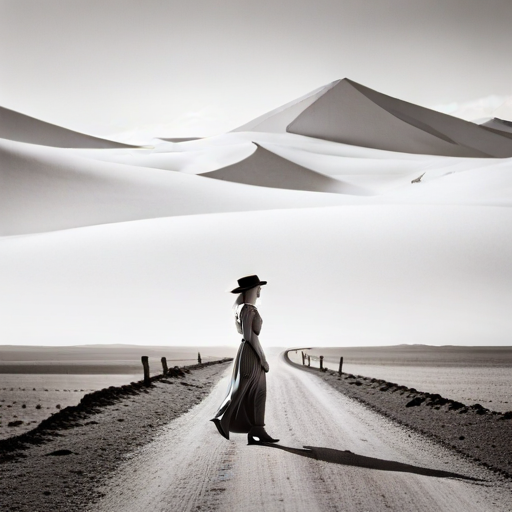 Sara walking along a dusty road, waving goodbye