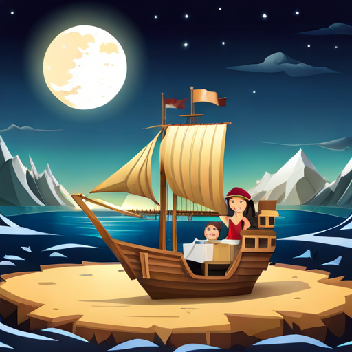 Sara sailing on a pirate ship, exploring ancient ruins, riding an elephant