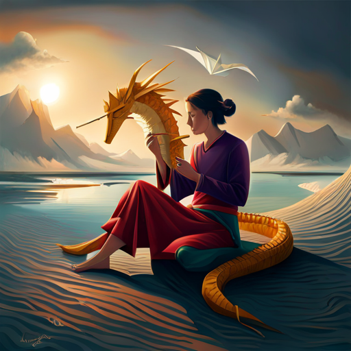 Sara and the dragon becoming friends, healed and happy