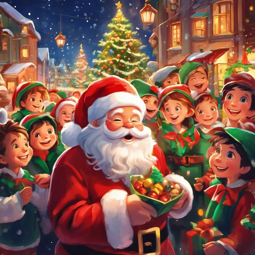 Santa and helpers smiling, knowing Christmas magic fills the world with love and happiness.