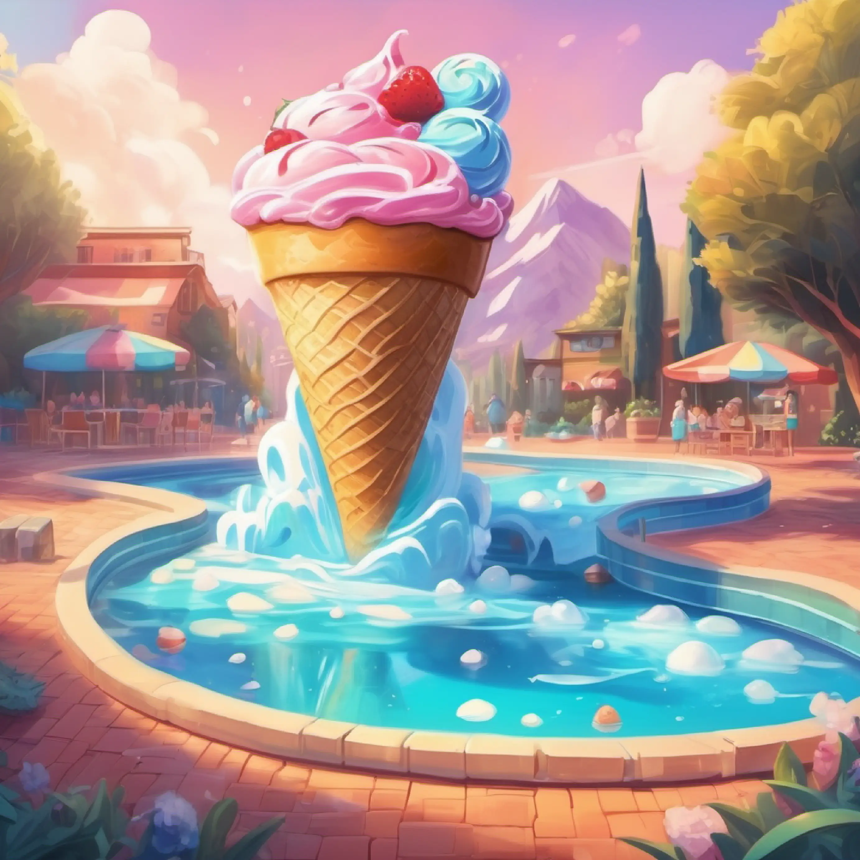 A giant ice cream pool and slide on paper starting to become real.