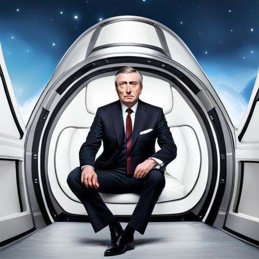 Alfred sitting in a spaceship with stars around