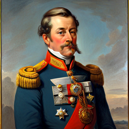 Alfred wearing a soldier uniform and holding a sword