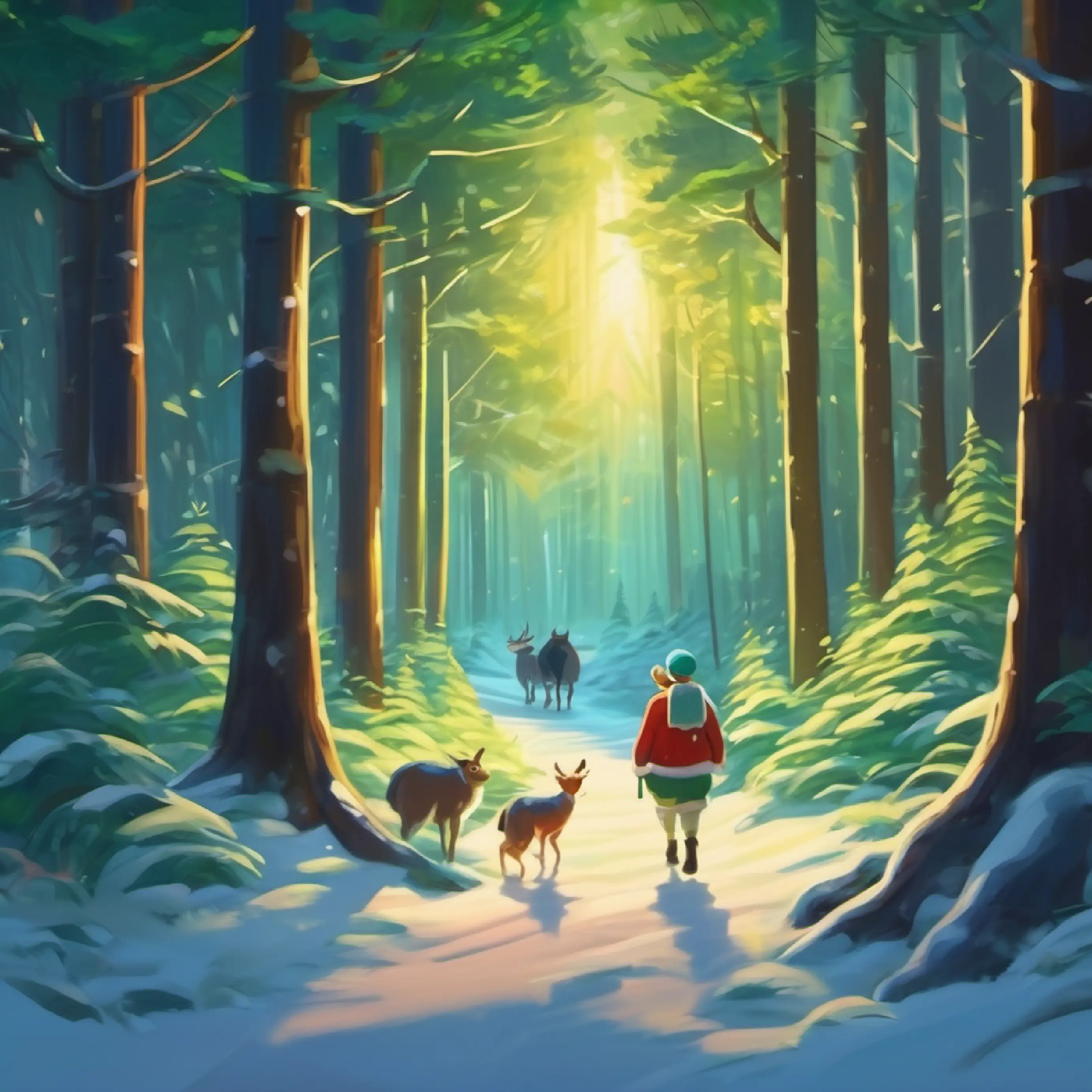 Their journey brings them to a lush part of the forest.