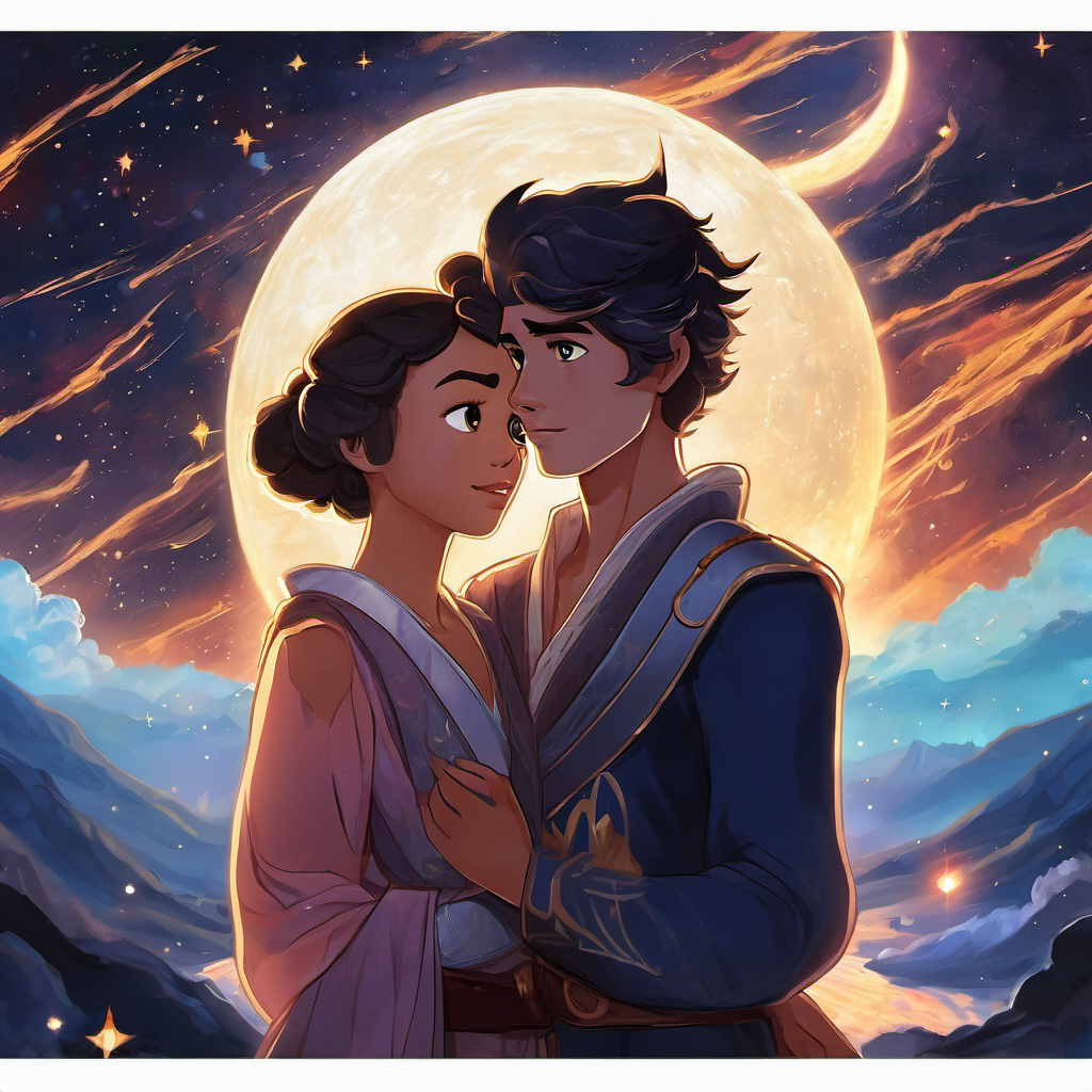 The journey tested Luna's courage as they traveled through sparkling nebulae and treacherous asteroid fields. Along the way, she encountered a young Zephyrian named Astra, who had been taken hostage by the villain. As Luna and her loyal friends approached the heart of danger, she also discovered a bittersweet tale of star-crossed love. The villain had once been a noble and kind Zephyrian, who had fallen in love with Astra's mother, a human from Earth. But their love had faced insurmountable challenges, leading him down a path of darkness.