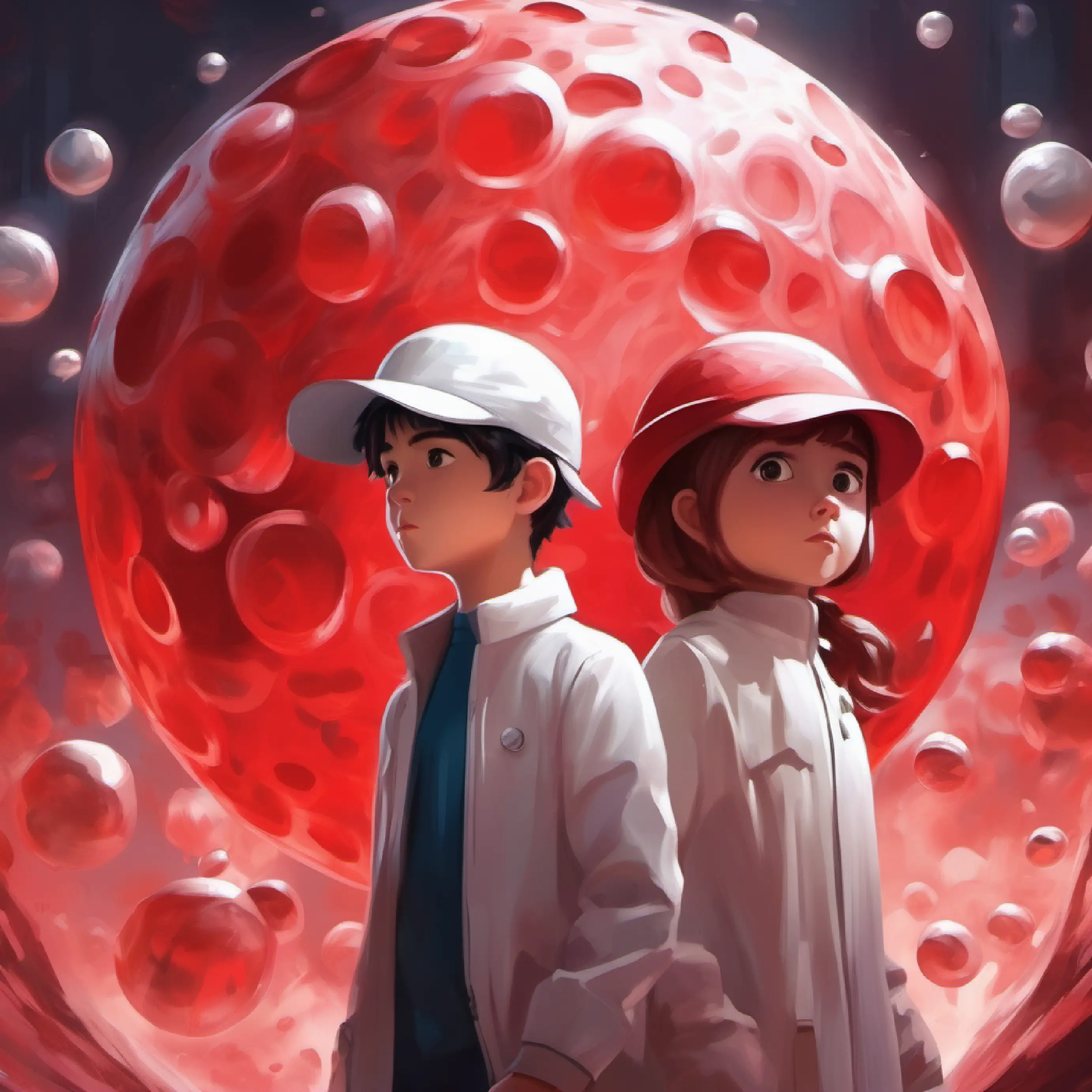 boy white blood cell and girl red blood cell 