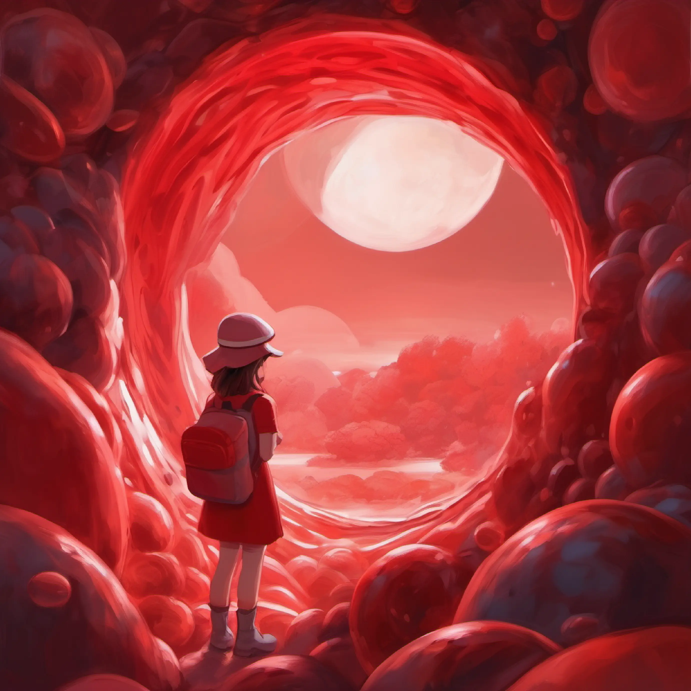 girl red blood cell  into the lung organ