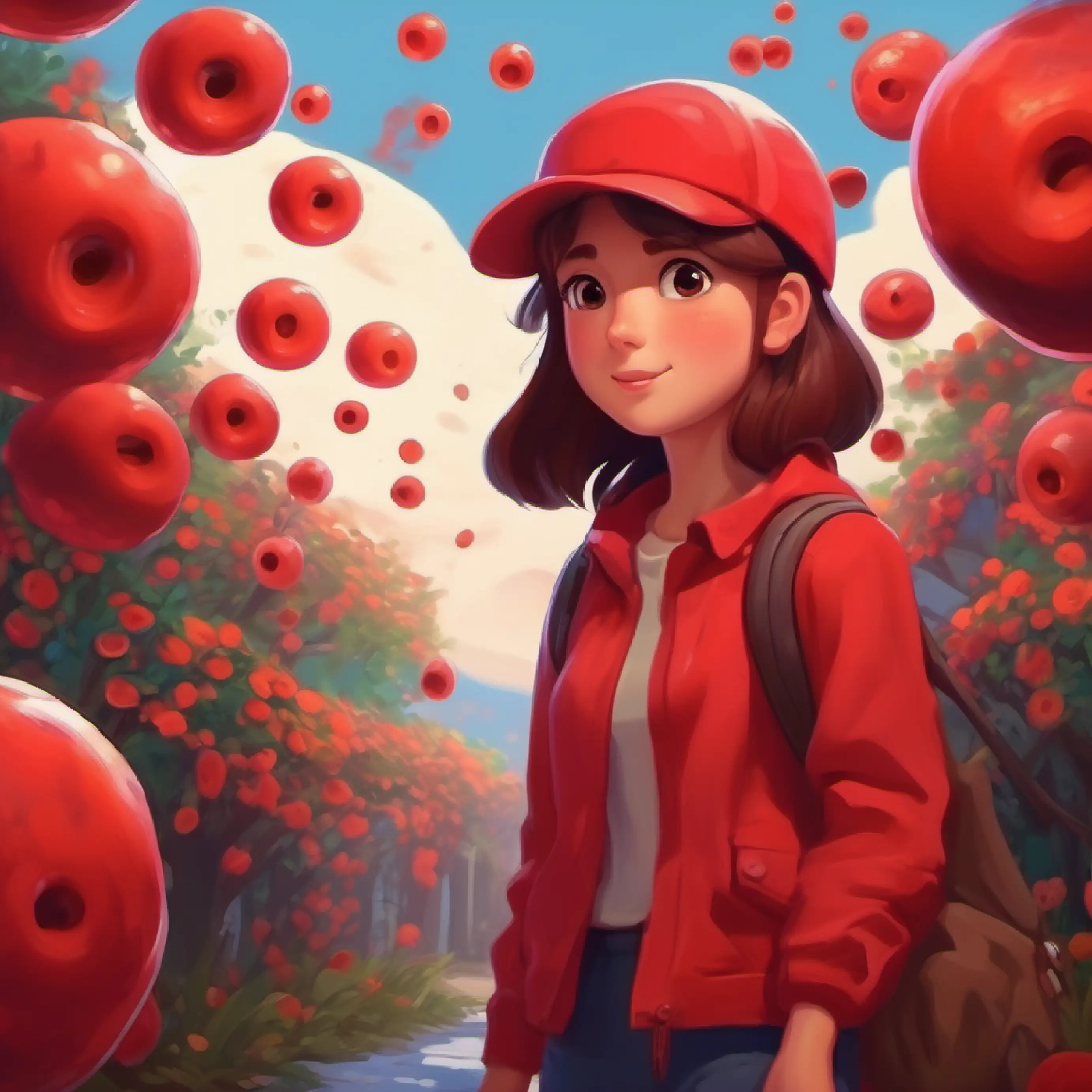 girl cartoon red blood cell with a lot of friend cartoon