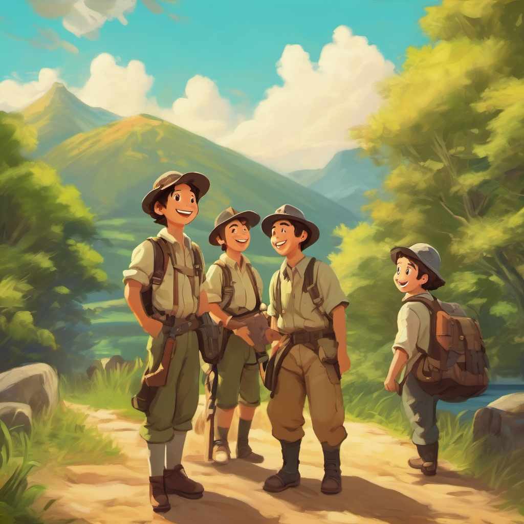 Explorers smiling and reminiscing about their journey