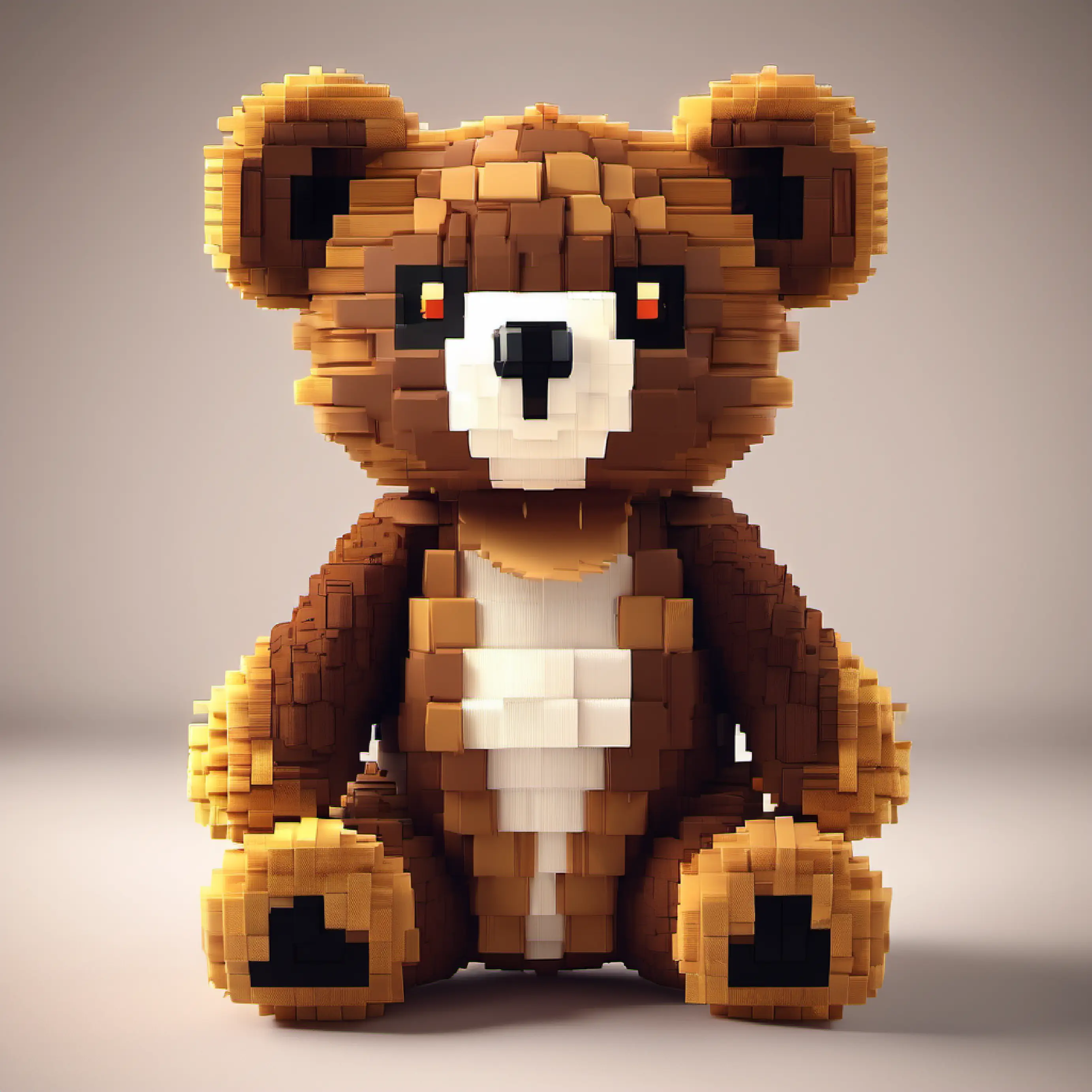 Plush teddy bear, brown fur, warm friendly stitched eyes begins his adventure in the house.