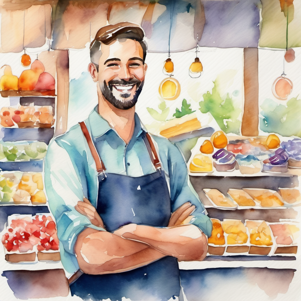 Happy Fair man with a smile, hardworking and confident smiling at customers