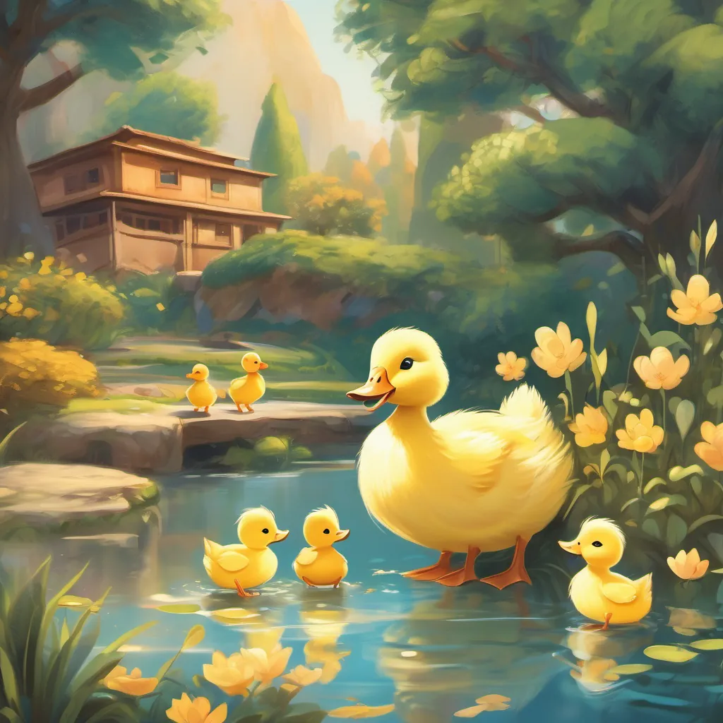 Golden duckling looking proud and happy amidst family and friends.