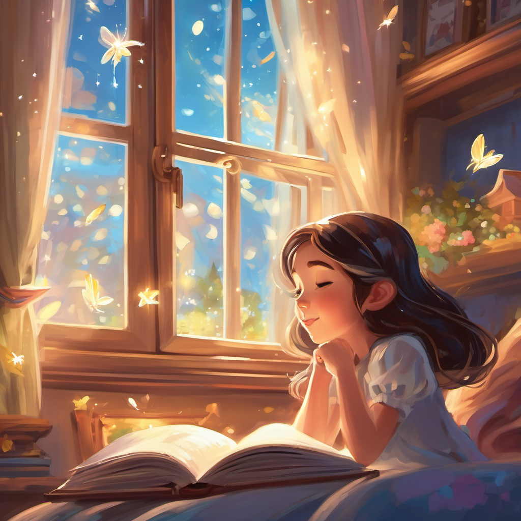"I wish for a world filled with love, laughter, and endless possibilities," Lily said, closing her eyes and embracing the enchantment around her. As Lily drifted off to sleep, a gentle breeze blew through her window, carrying Sparkle over the dreams of other children. With each visit, Sparkle sprinkled a little bit of magic, reminding them that even tiny flies could grant big wishes.