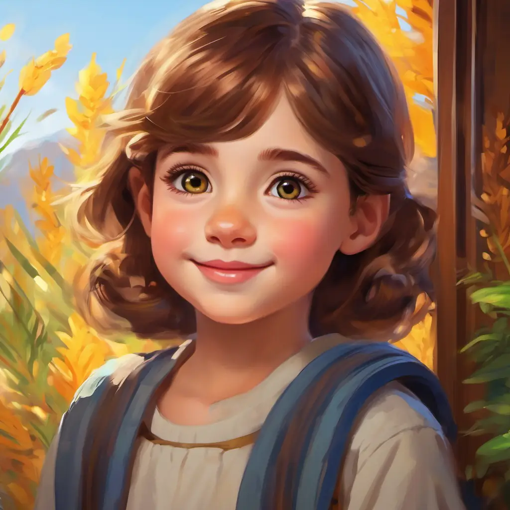 Curious girl with hazel eyes, fair skin, and a constant smile's home, introduction of the main character and her interests.