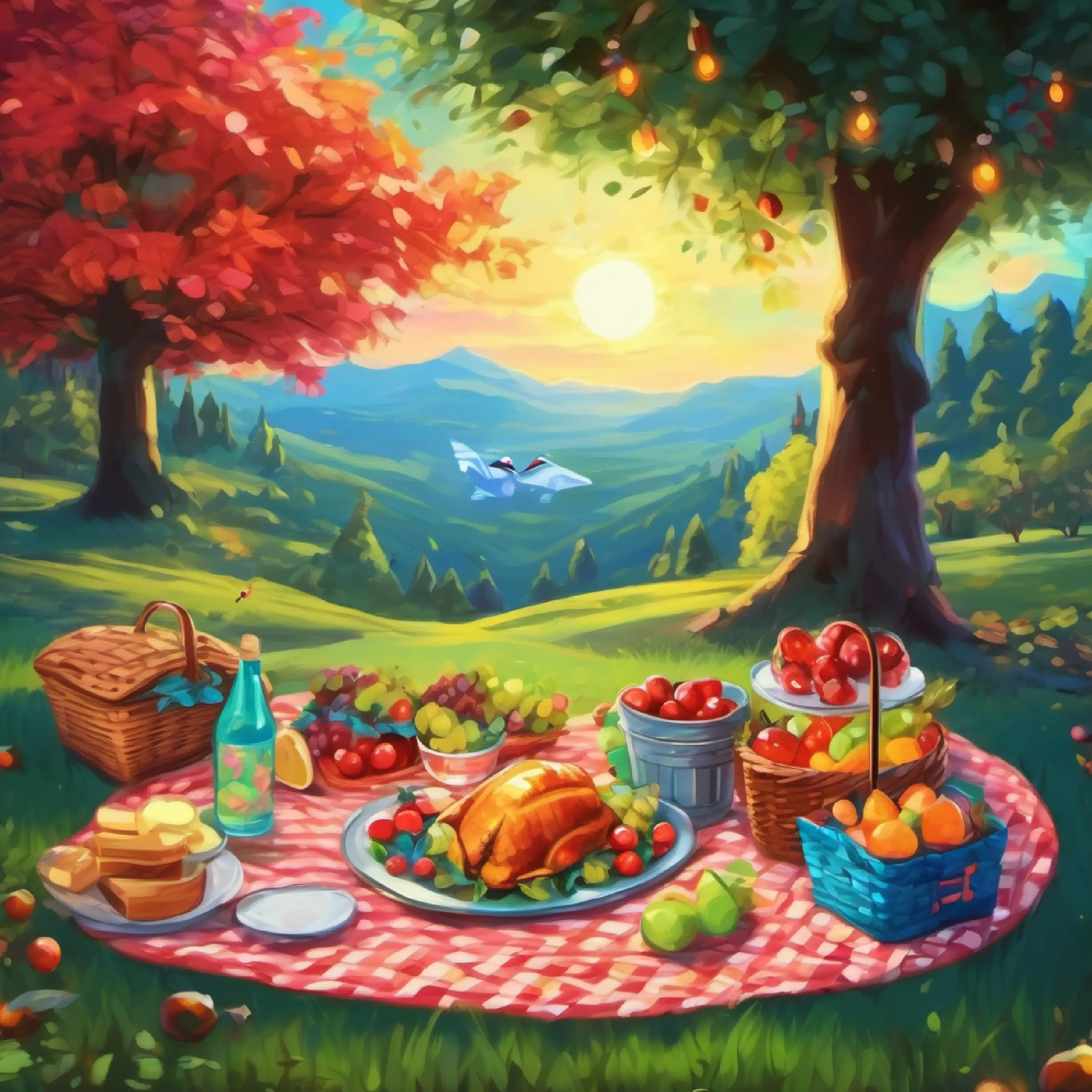 Mariposa adds vibrant colors to the picnic scene.