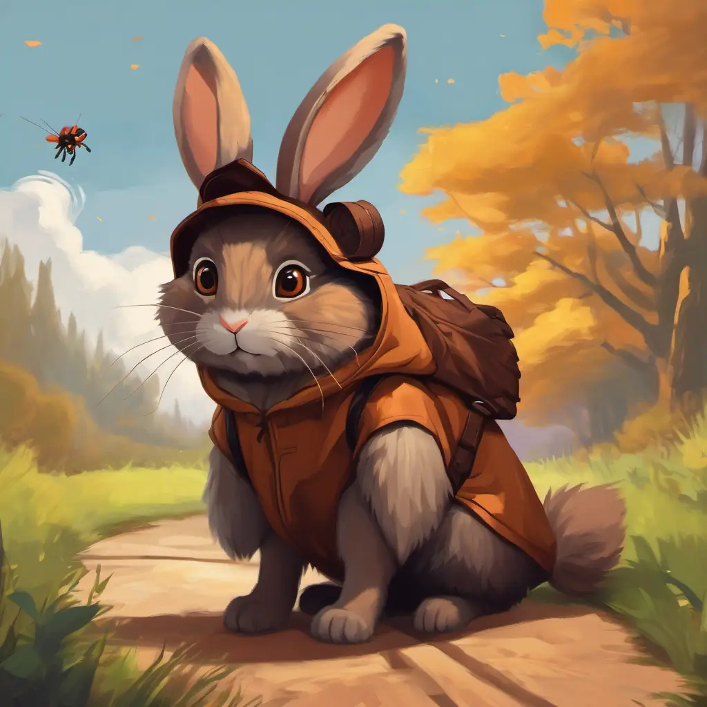 Benny, a bunny with brown fur and big floppy ears, wearing a spider costume