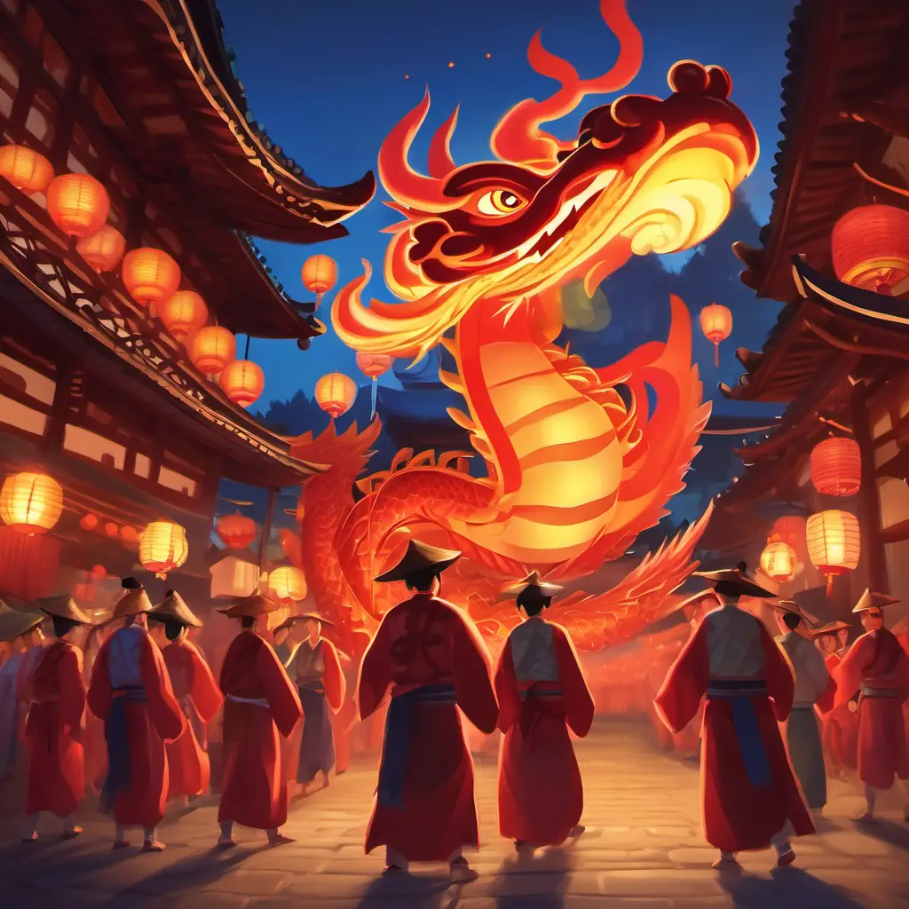 View of a dragon dance from the lantern.