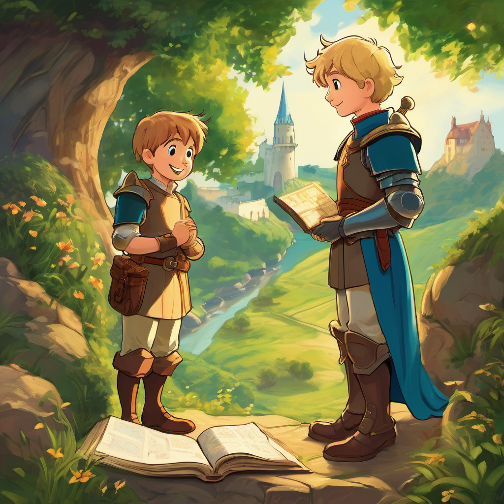 "Arthur thought and thought, but this riddle seemed impossible. Suddenly, he got an idea. 'It's a map!' he exclaimed with a triumphant smile." "Draco was astonished by Arthur's intelligence and bravery. He decided to let the knight keep some of the treasure, as a reward for his cleverness and quick thinking."