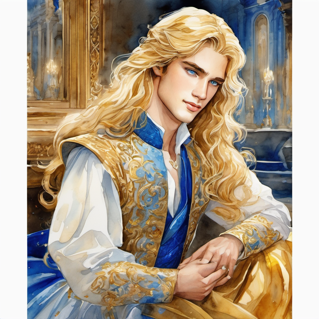 Golden hair, sparkling blue eyes, kind-hearted, surrounded by ashes entering the palace, people admiring her beauty. Charming prince, impressed by Golden hair, sparkling blue eyes, kind-hearted, surrounded by ashes's beauty, holding the glass slipper dancing with Golden hair, sparkling blue eyes, kind-hearted, surrounded by ashes.