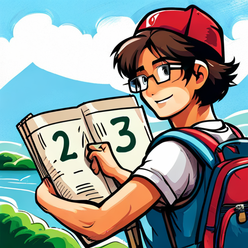 Leo is wearing a backpack and holding a map with numbers on it