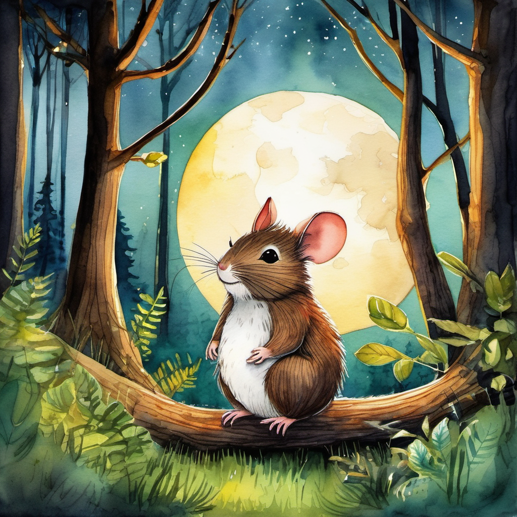 Once upon a time, in a deep, dark forest, lived a little mouse named Milo. He was small but very clever, and he loved exploring the woods all day long. But at night, when it was time to sleep, he would cuddle up in his cozy little nest and dream of exciting adventures. One evening, as the moon rose high in the sky, Milo couldn't fall asleep. He lay there, tossing and turning, thinking of something new and exciting to do. Suddenly, an idea popped into his little head. He decided to create a fearsome creature to scare away all the predators he encountered in the forest. And that's when he invented the Gruffalo!