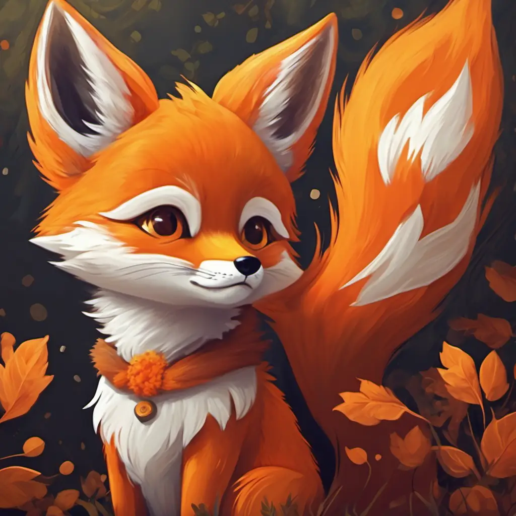 A small fox with orange fur and timid eyes, a small fox with orange fur and timid eyes.