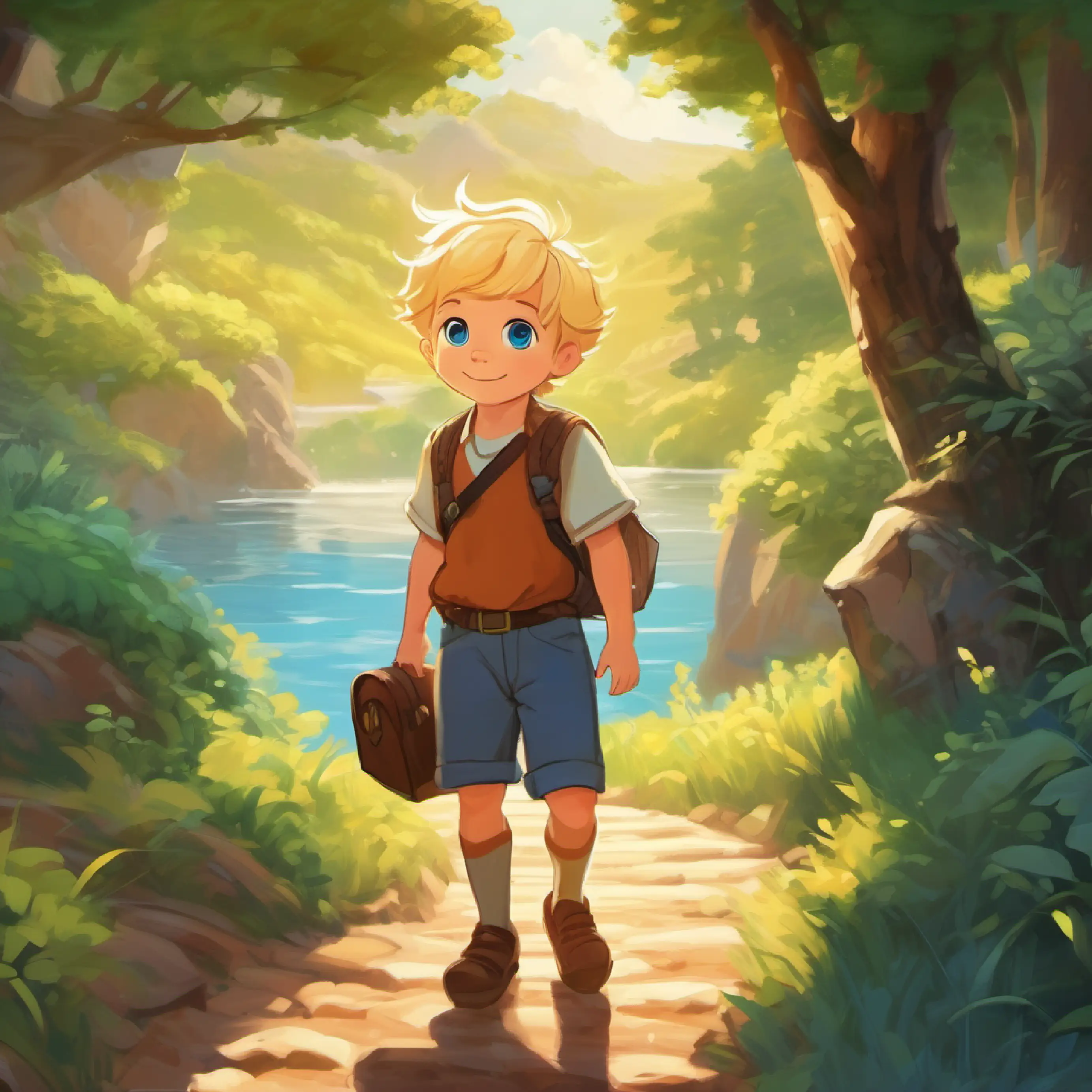Introduction of A little blonde boy with blue eyes, loves adventures, the setting, and the start of his adventure