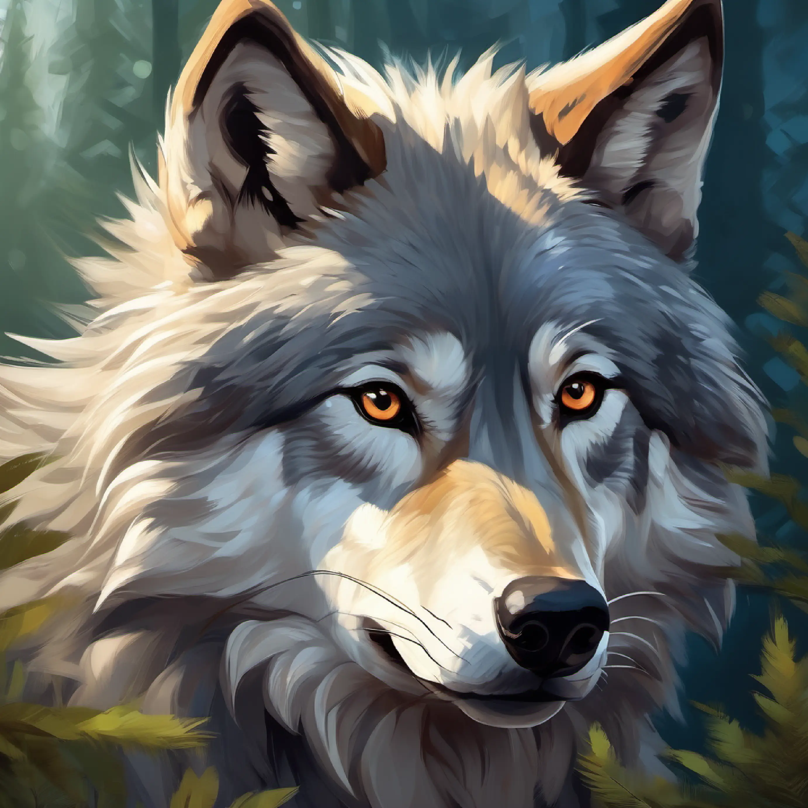 Introduction of A big grey wolf with friendly eyes, playful and kind the playful wolf and an invitation to play