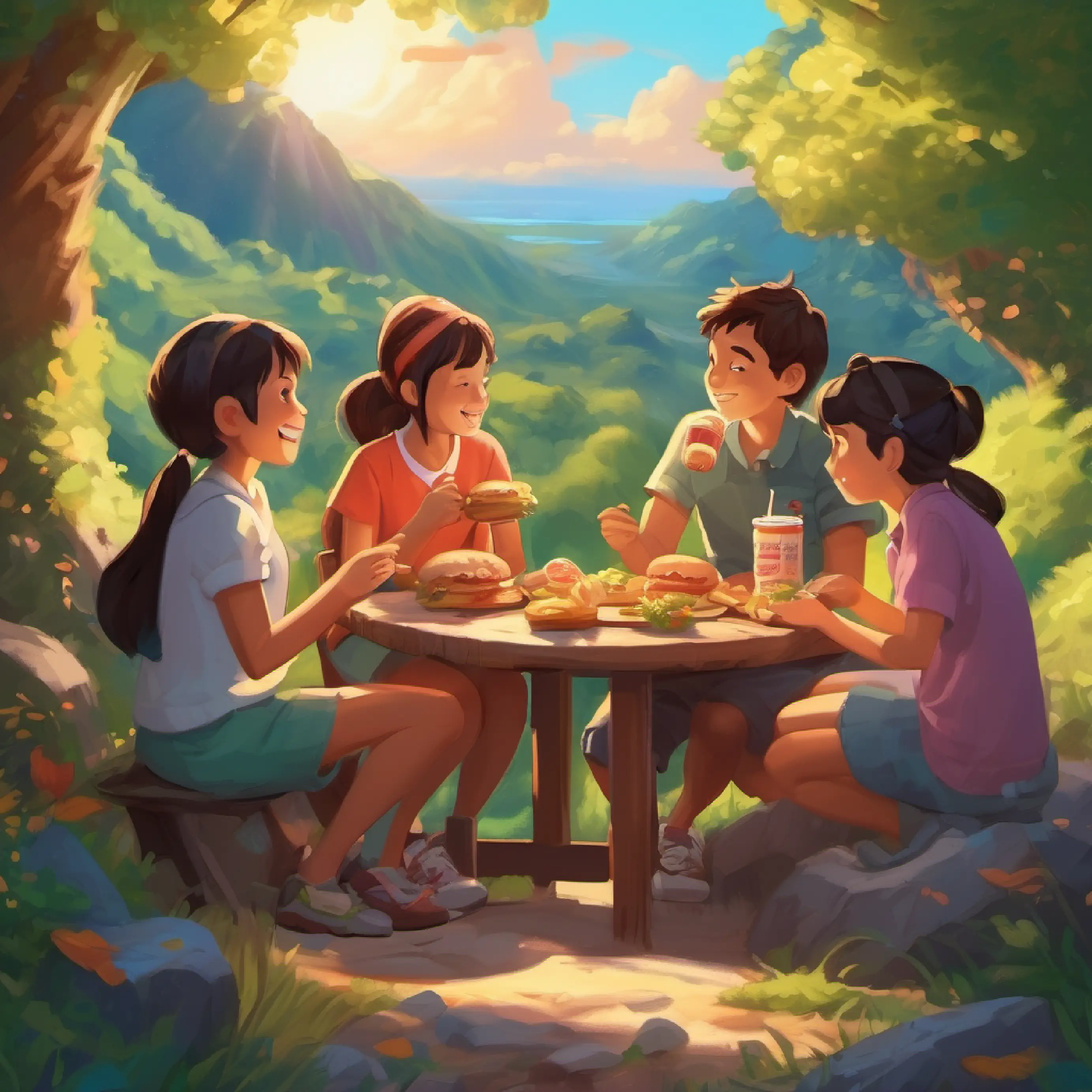 Sharing snacks and dreams during a break in the game