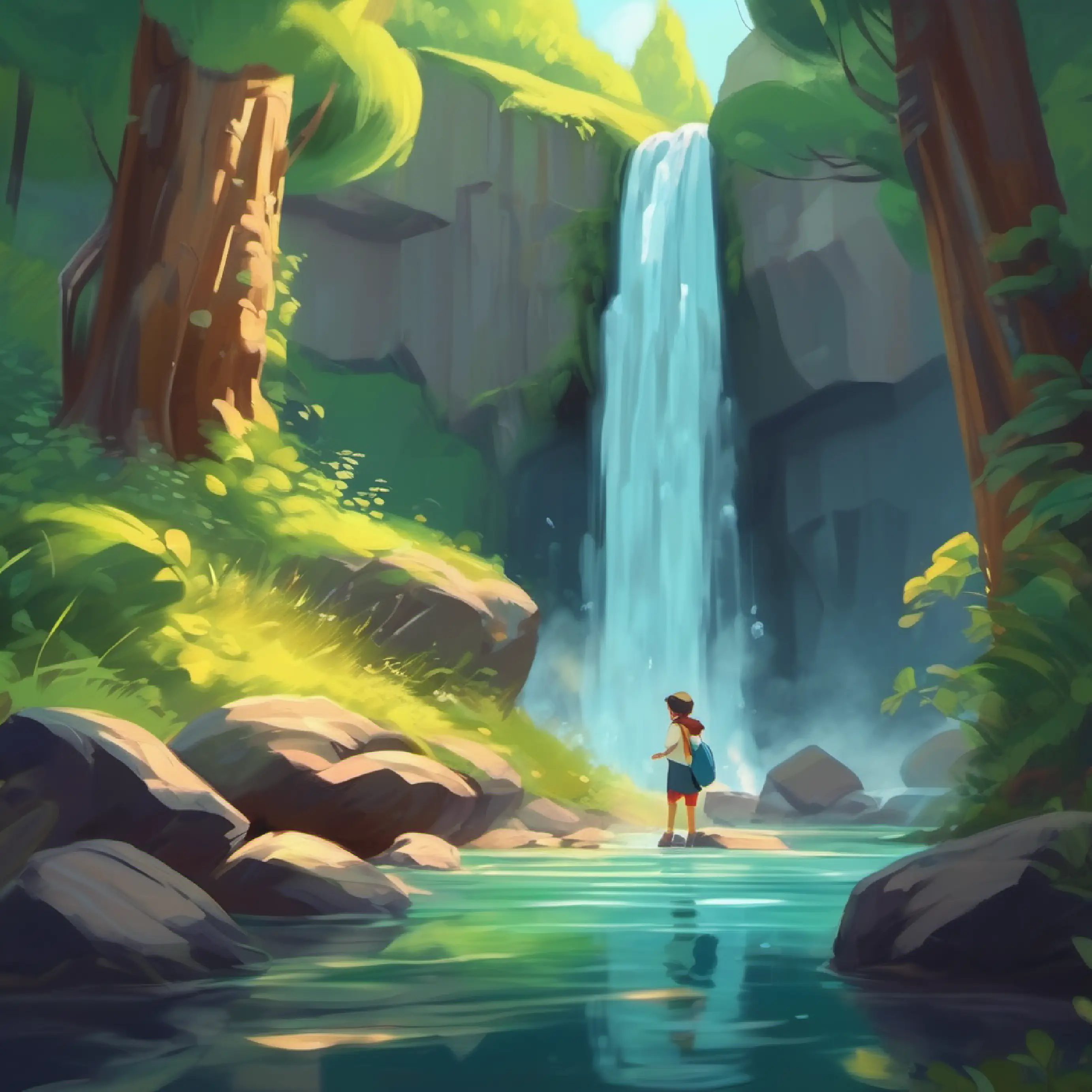 Discovering a secret waterfall and playing in it