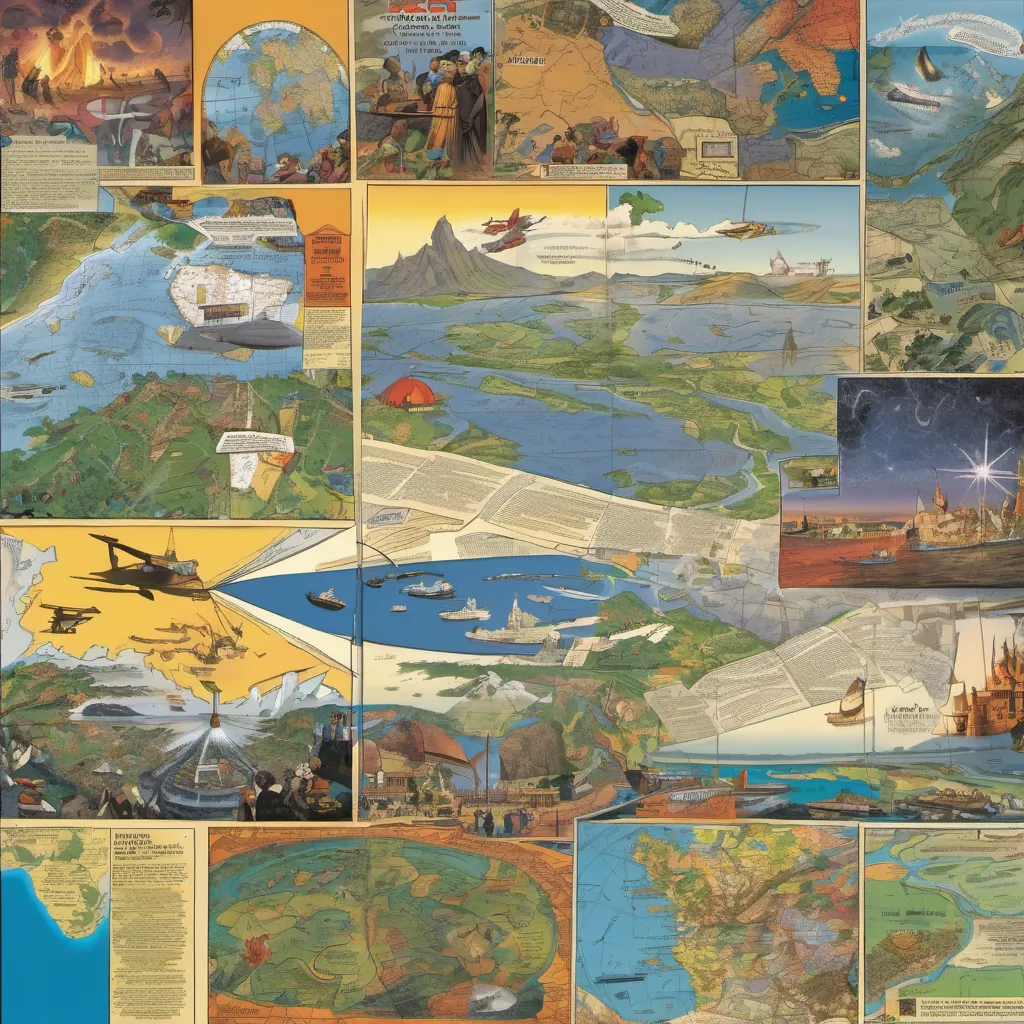 A montage of John's life, illustrating various scenes of his teachings and impacts on a background map of the world.