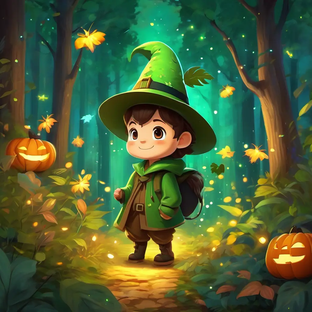 Green pointed hat, leafy brown clothes; blends with the forest using his magic to decorate the forest with colorful flowers and sparkling fireflies for the animal party.