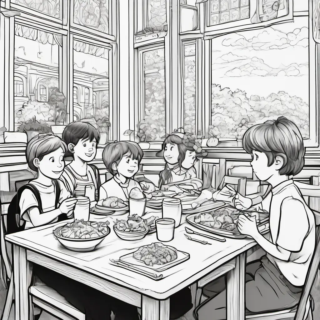 kinds lunch time in the school 