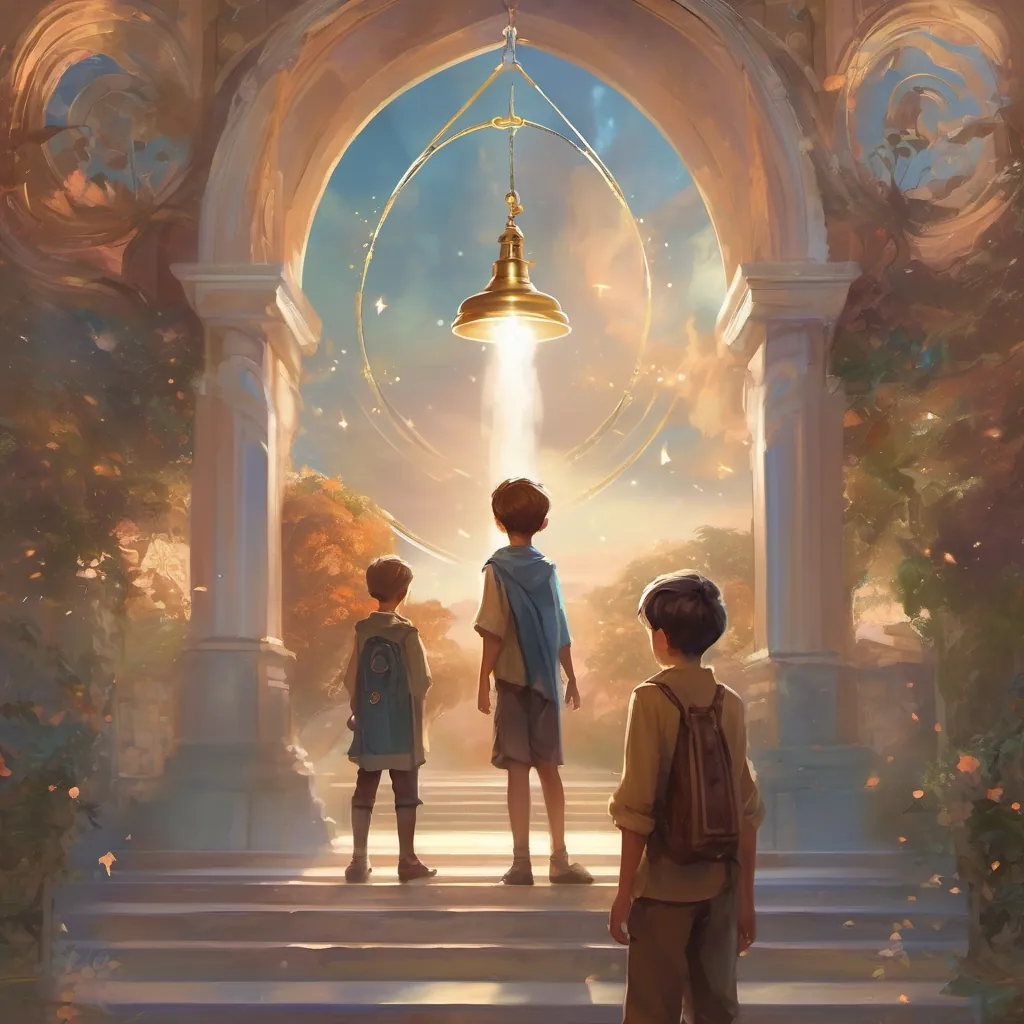 Two boys standing together as the school bell rings.