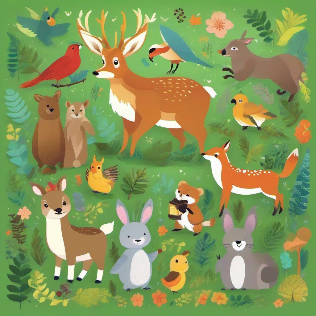 The animals and Benny the Bear, Ricky the Rabbit, Danny the Deer, and Polly the Parrot. happily sharing the treasure anForest animals: (cheering) Hooray for the Friendly Forest Friends!  From that day on, the magical forest was filled with laughter and joy. The Friendly Forest Friends learned that true happiness comes from sharing, caring, and being kind to others.  And so, they lived happily ever after, spreading love and happiness to all the creatures of the forest, because they knew that friendship and sharing were the most magical treasures of all.d walking together.